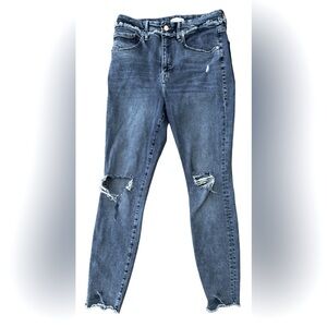 Good American distressed hi rise stretch skinny jns w frng detail at wst SZ 12